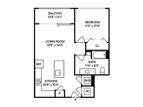 Sentral West Midtown at Star Metals - A3.1 1BR 1BA Floor Plan Sentral West Midtown at Star Metals - A3.1 1BR 1BA Floor Plan